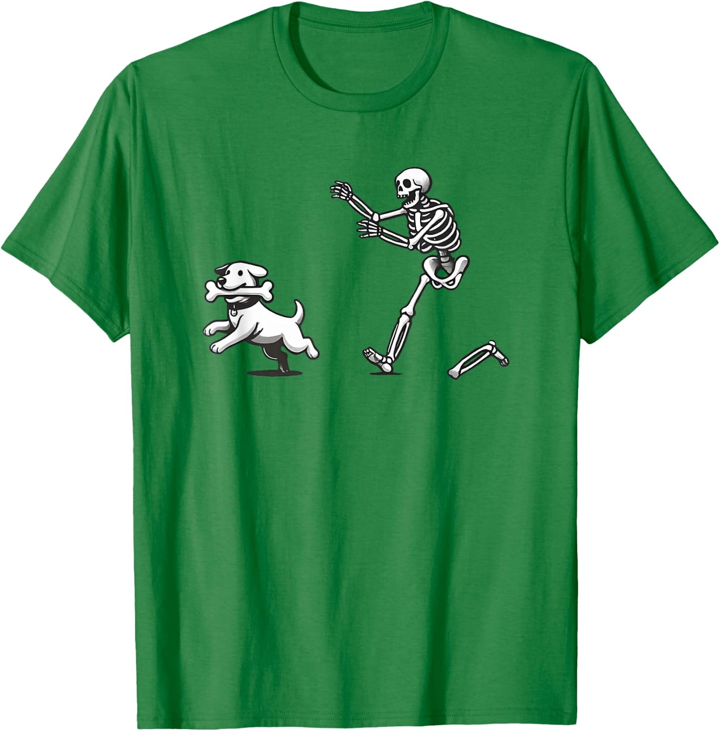 Halloween Dog, Funny Skeleton, Skeleton Chasing Dog Women T-Shirt - T-Shirt | Irish Green