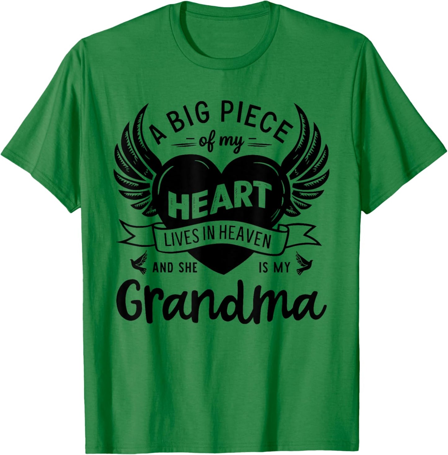 My Heart Lives In Heaven She Is My Grandma Guardian Angel T-Shirt - T-Shirt | Irish Green