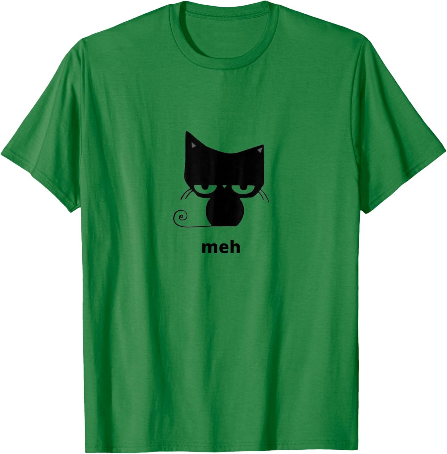 Meh Black Cat Funny T-Shirt - T-Shirt | Irish Green