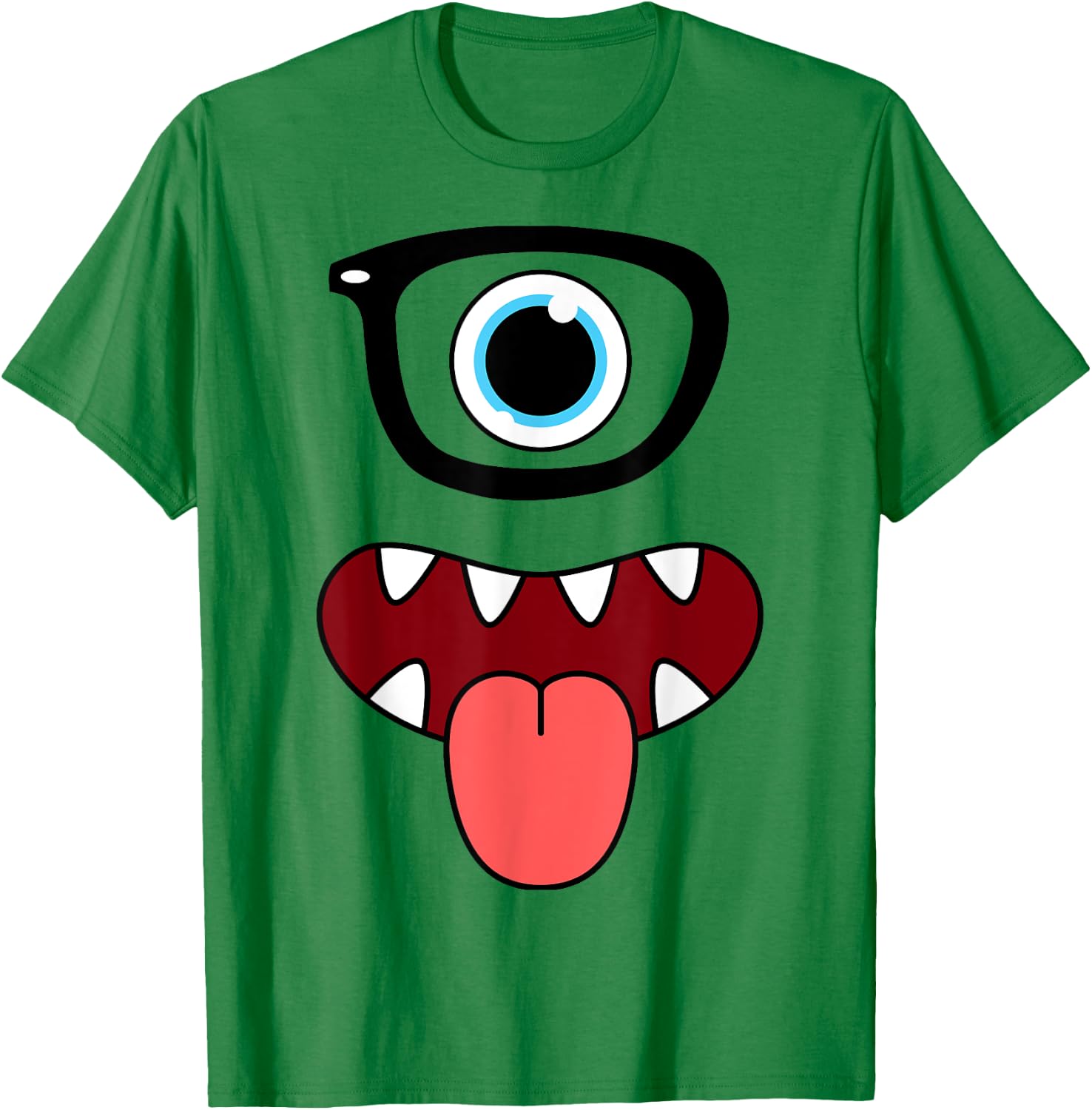 Funny Monster Face Nerd Glasses Costume Birthday Halloween T-Shirt - T-Shirt | Irish Green