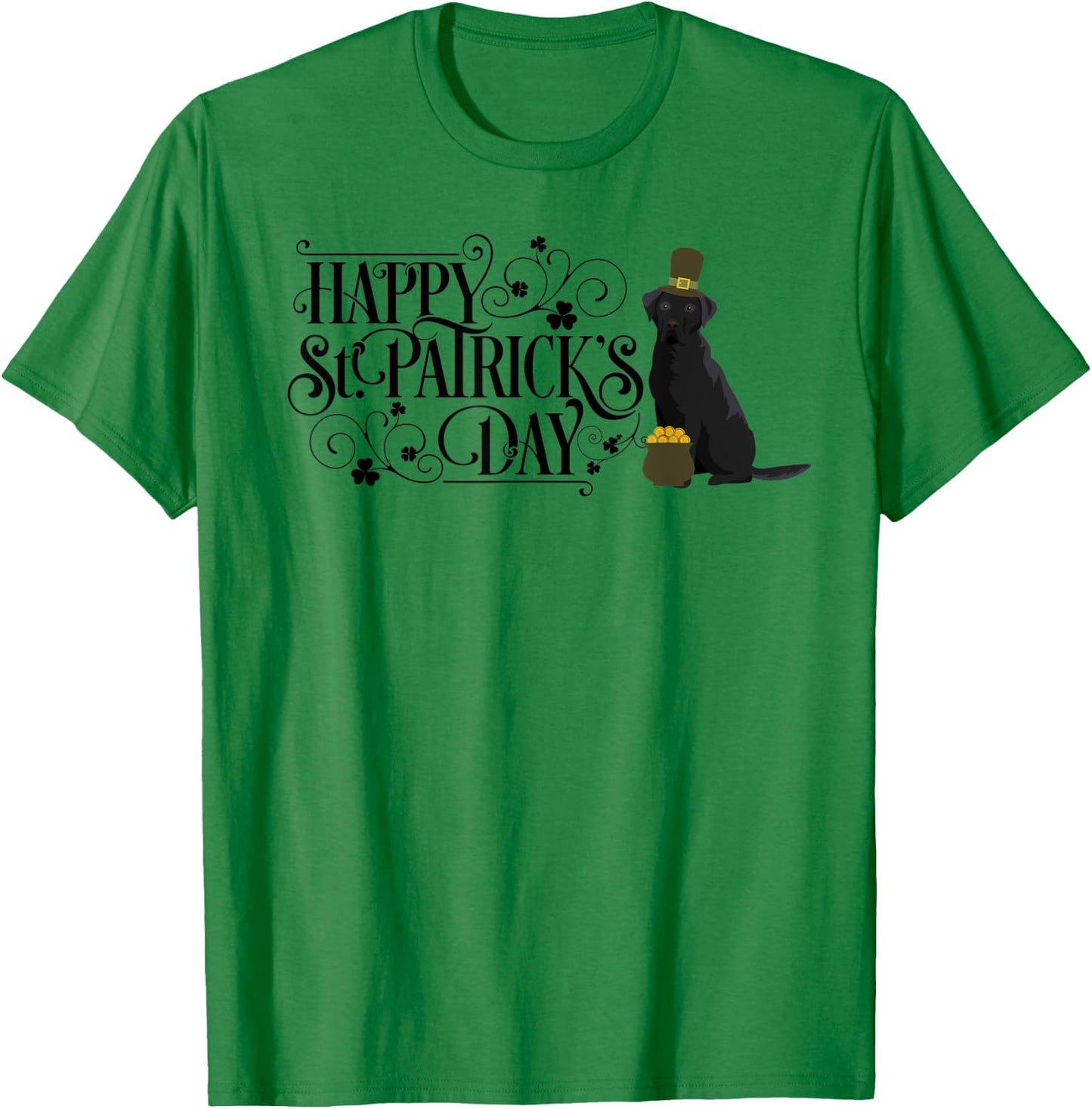 St Patricks Day Black Labrador Retriever Shirt Dog T-Shirt - T-Shirt | Irish Green