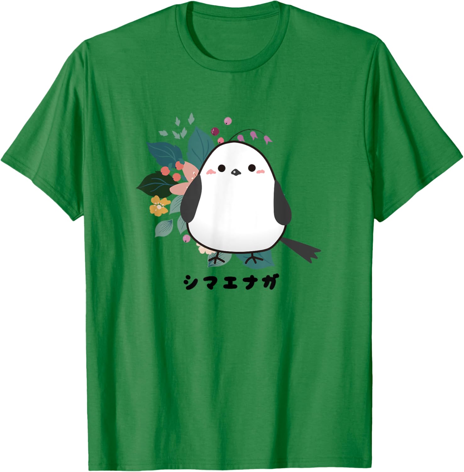 Shima Enaga Bird flower Wild Bird Japan Hokkaido Snow Fairy T-Shirt - T-Shirt | Irish Green