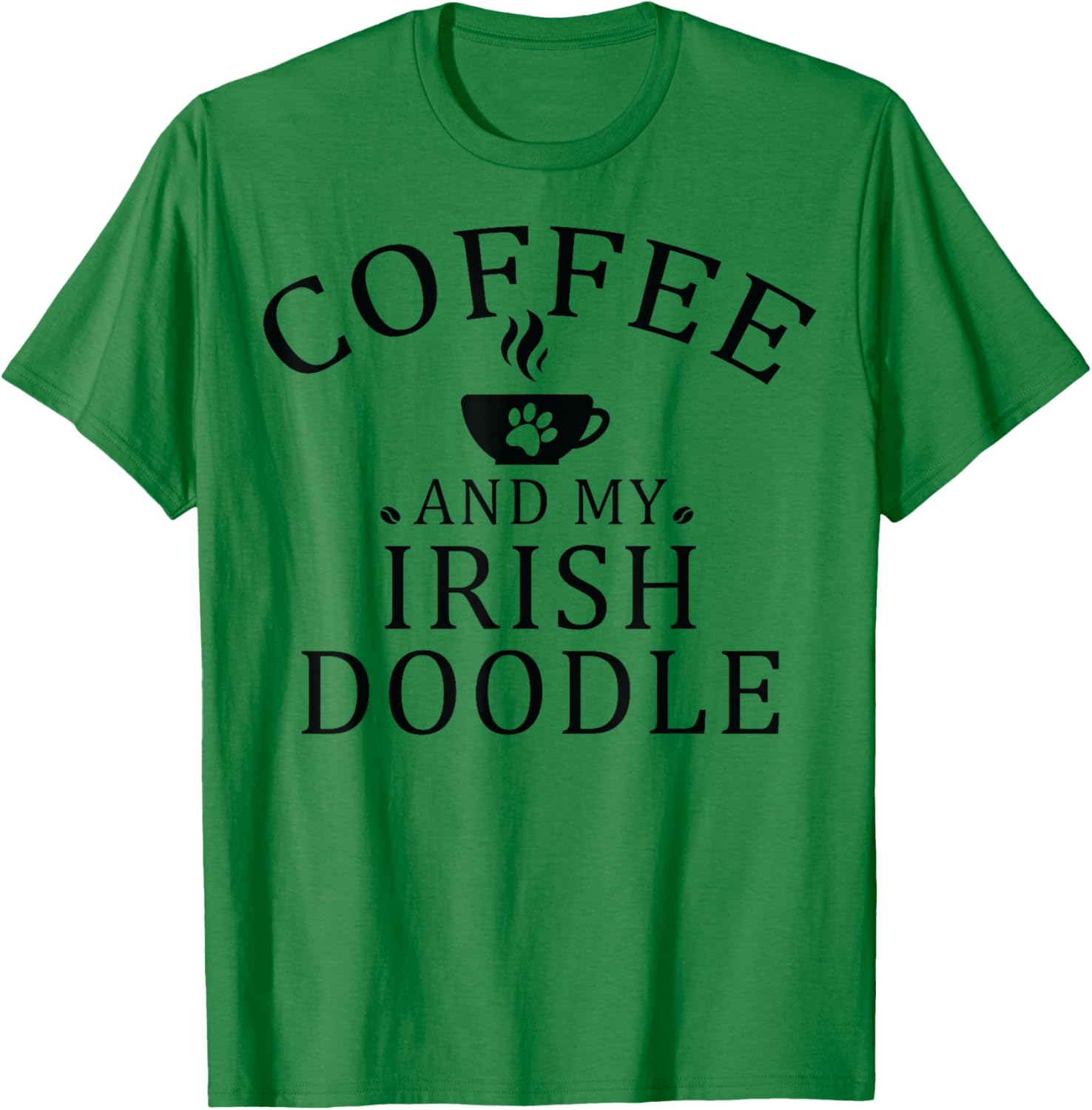 Irish Doodle Dog And Coffee T-Shirt - T-Shirt | Irish Green