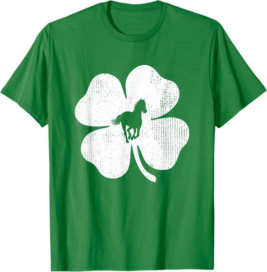 Horse Lucky Shamrock Leaf St Patrick's Day Funny Gift T-Shirt - T-Shirt | Irish Green