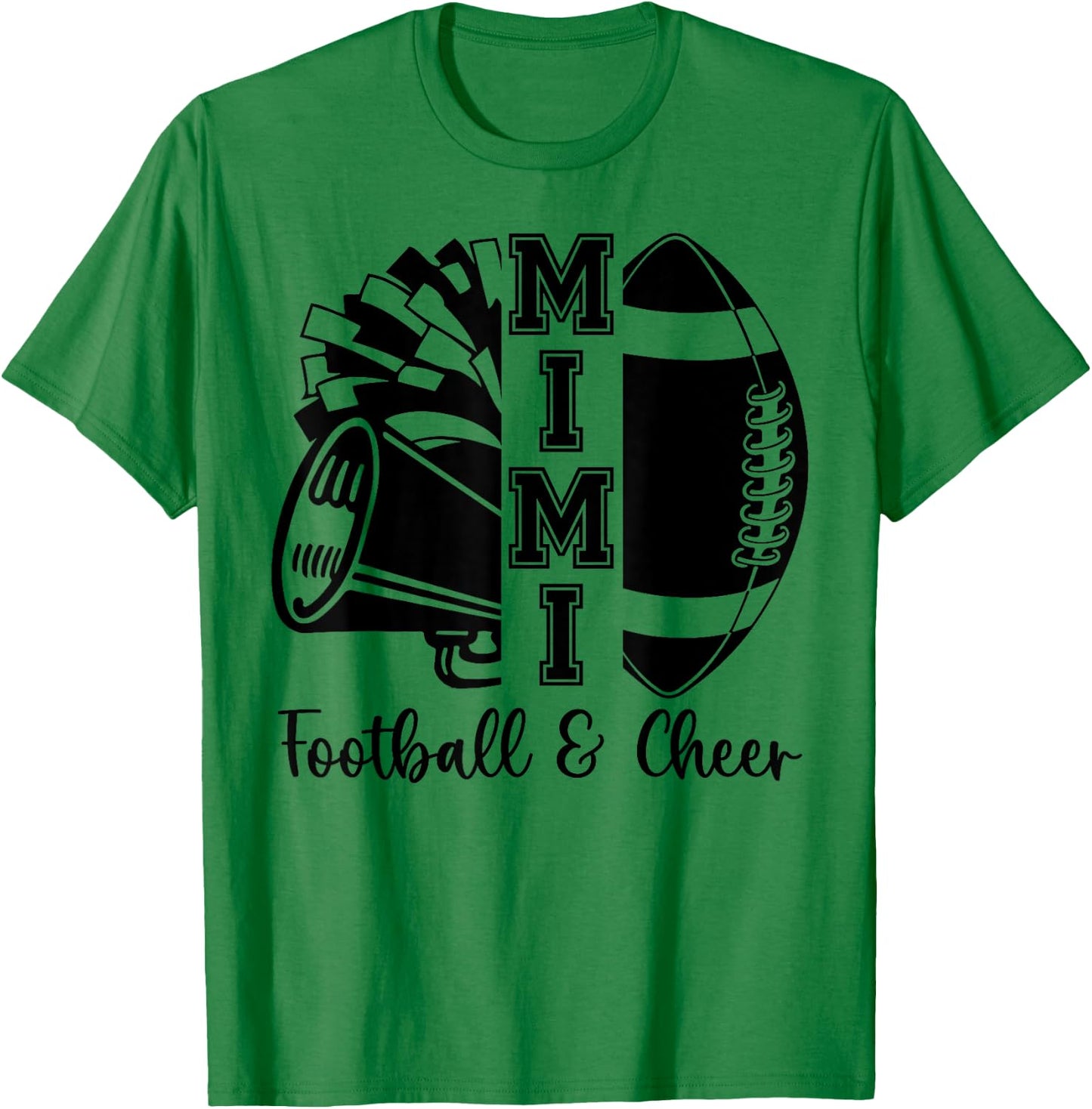 Football Cheer Mimi Grandma High School Cheerleader Pom Pom T-Shirt - T-Shirt | Irish Green