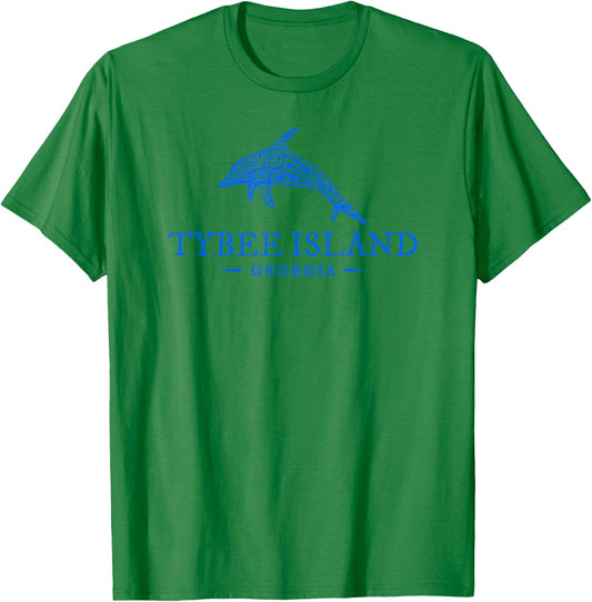 Tybee Island Georgia Dolphin Kids Beach Souvenir T-Shirt - T-Shirt | Irish Green