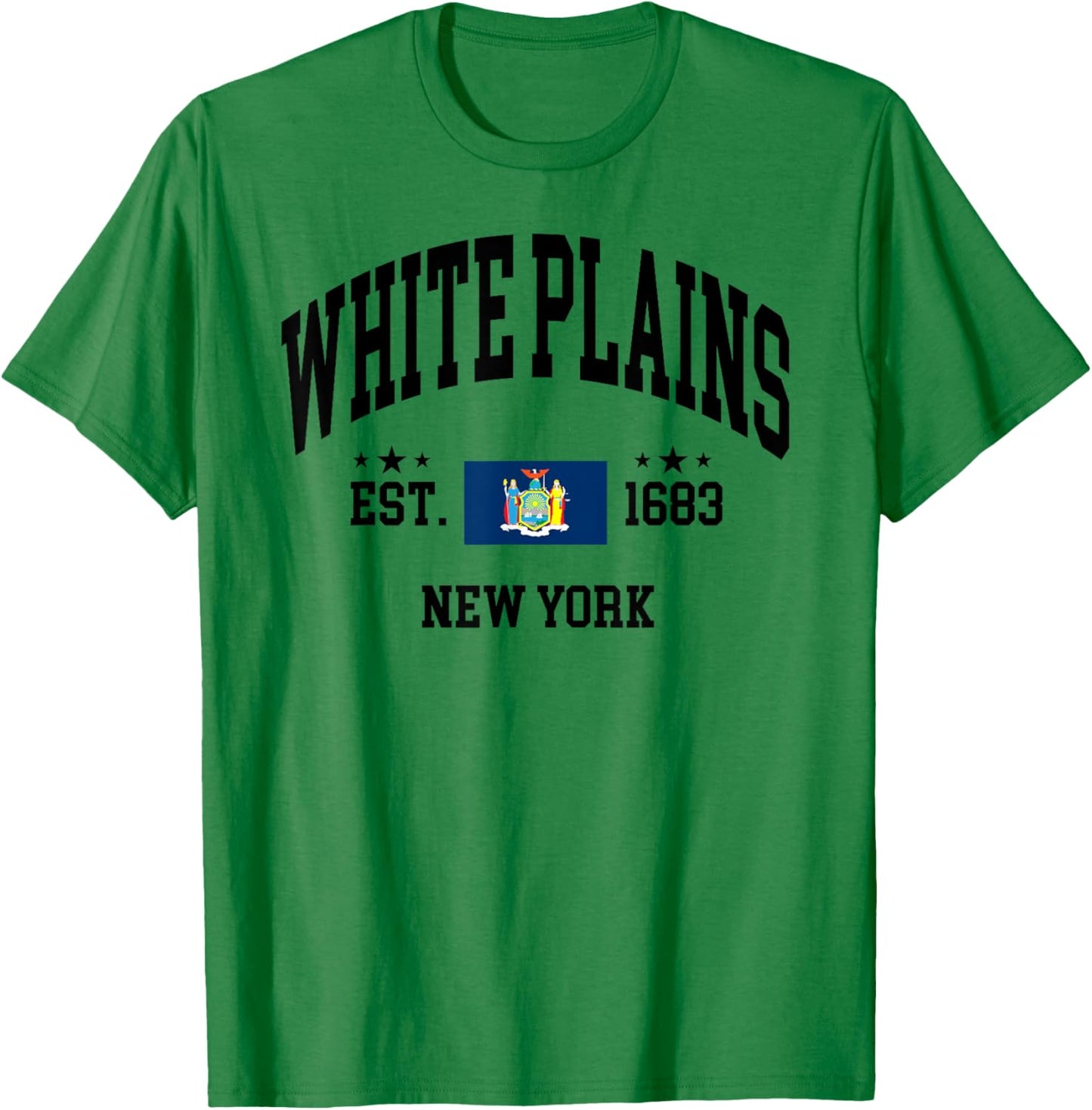 Retro White Plains New York NY Vintage State Patriotic Flag T-Shirt - T-Shirt | Irish Green