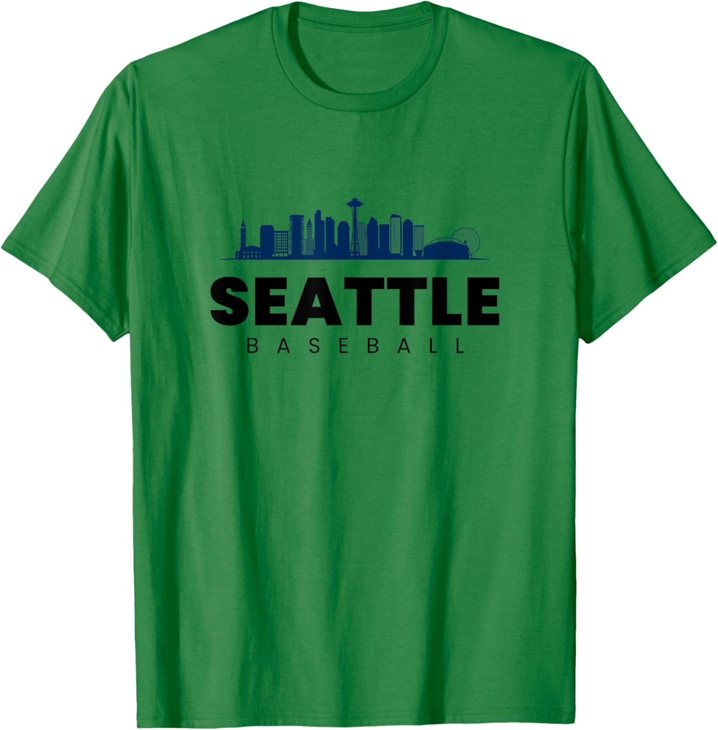 Seattle Baseball Vintage City Skyline Minimal Baseball Lover T-Shirt - T-Shirt | Irish Green
