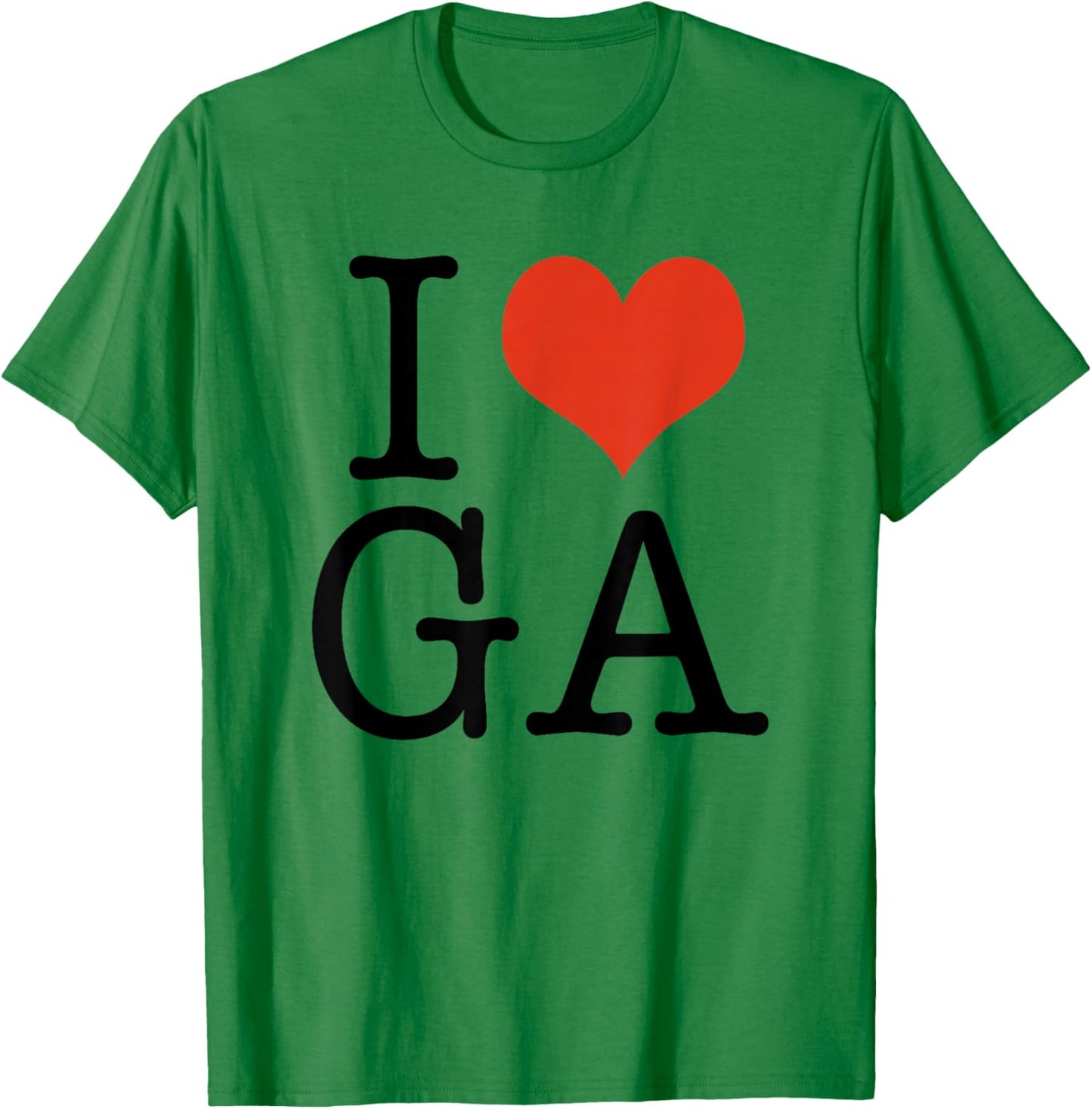 I Love GA Georgia USA American T-Shirt - T-Shirt | Irish Green