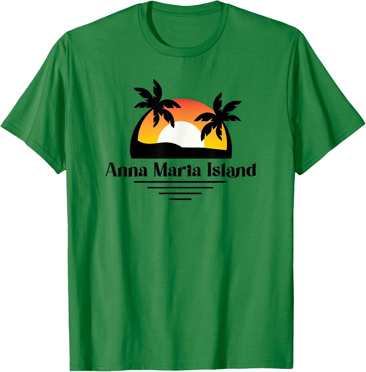 Anna Maria Island Beach Florida Vacation Palm Tree Sunset T-Shirt - T-Shirt | Irish Green