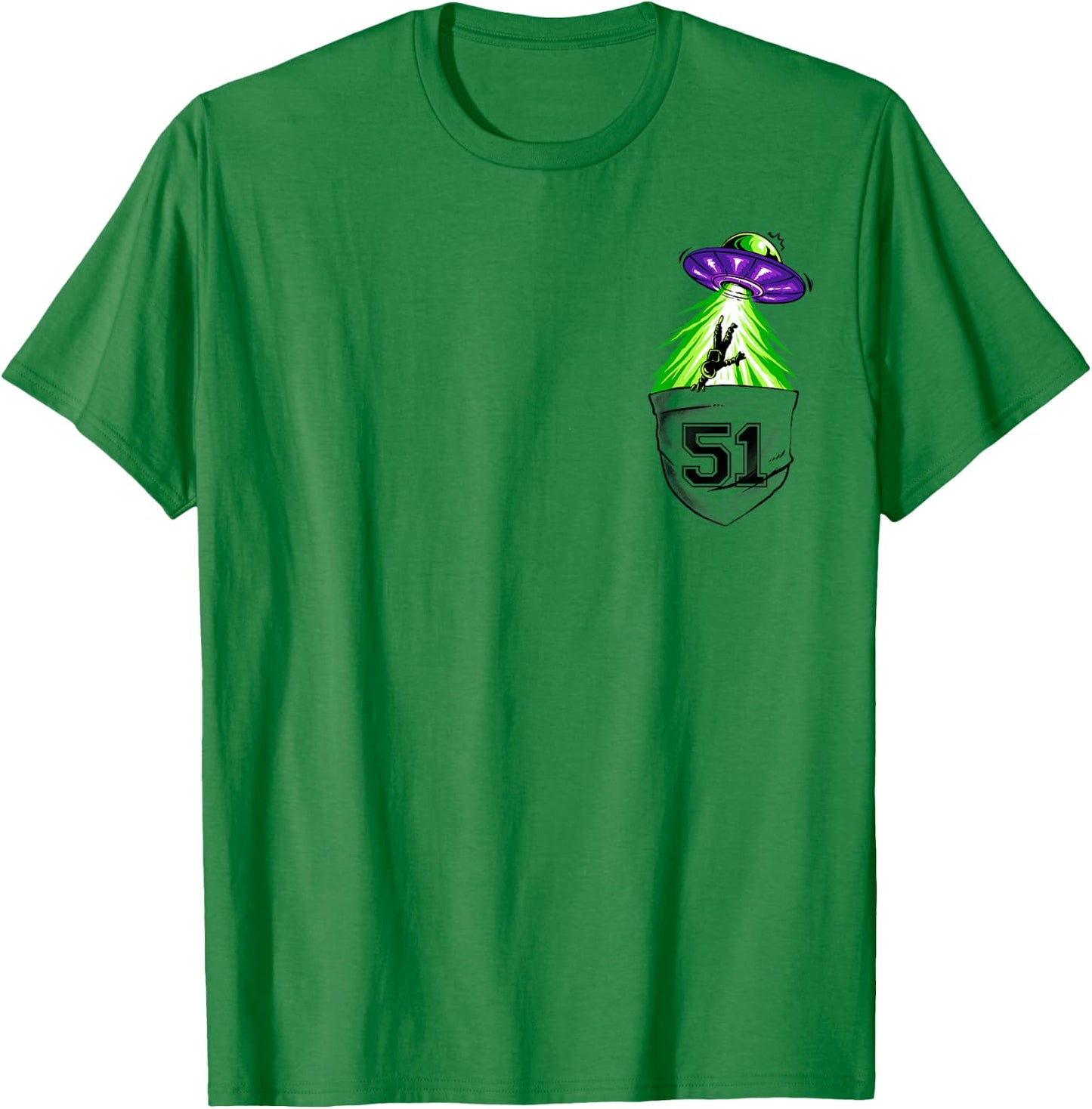 Alien Ship In Pocket Funny UFO Abduction T-Shirt - T-Shirt | Irish Green