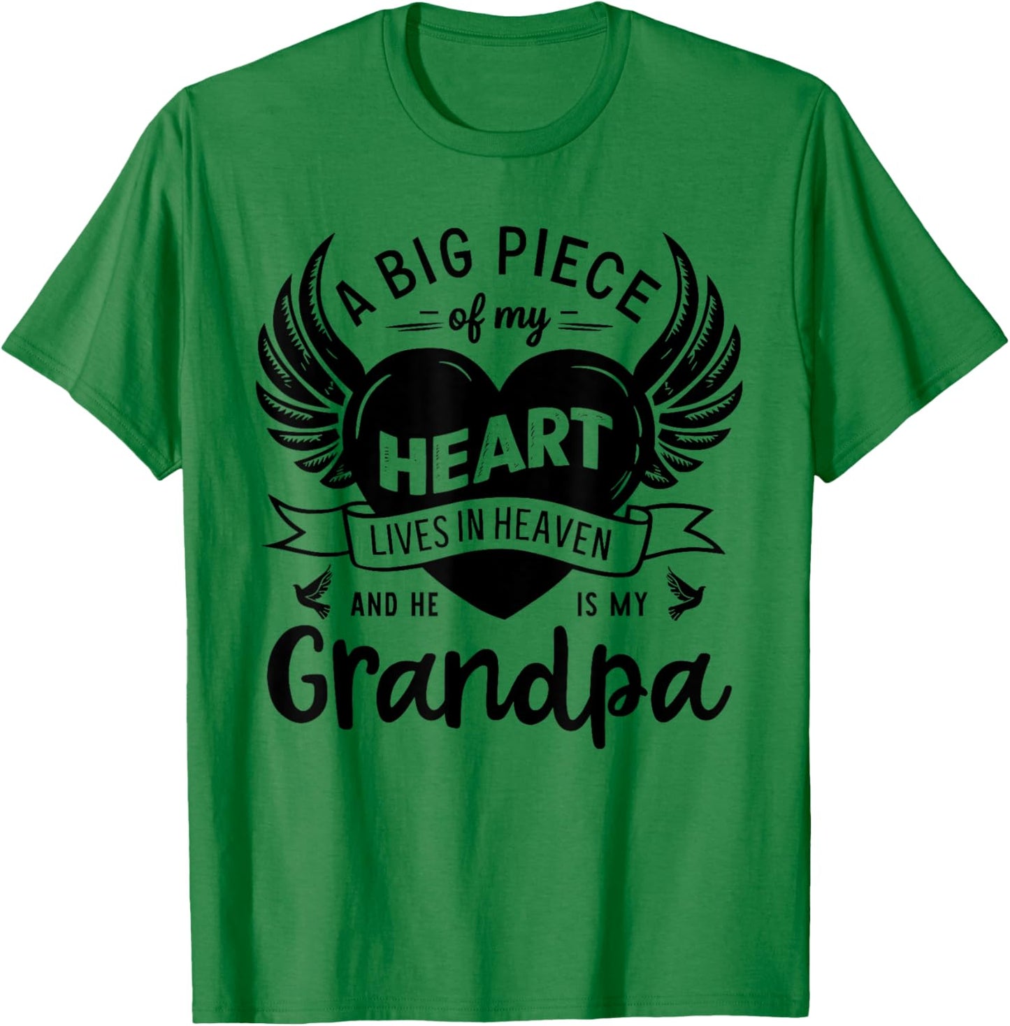 My Heart Lives In Heaven He Is My Grandpa Guardian Angel T-Shirt - T-Shirt | Irish Green