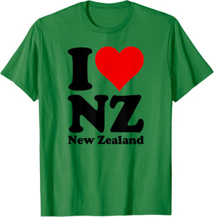 I Love Heart New Zealand Nz Kiwi Maori Culture T-Shirt - T-Shirt | Irish Green