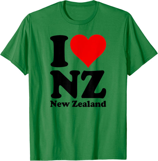 I Love Heart New Zealand Nz Kiwi Maori Culture T-Shirt - T-Shirt | Irish Green