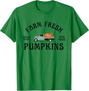 Farm Fresh Pumpkins Vintage Truck Fall Autumn Thanksgiving T-Shirt - T-Shirt | Irish Green