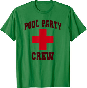 Funny POOL PARTY CREW Girl Camp Lifeguards Swim Trip T-Shirt - T-Shirt | Irish Green