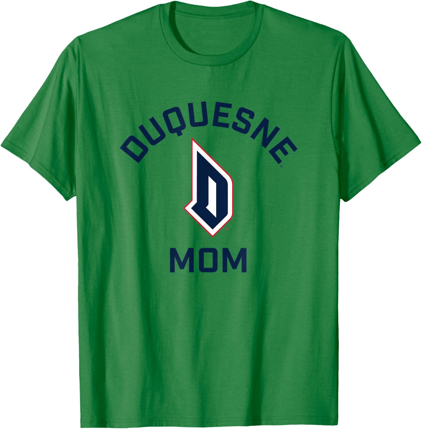 Campus Lab Duquesne University Dukes Arched Mom - Grey, -Adults, Short Sleeve, College Team Logo T-Shirt - T-Shirt | Irish Green