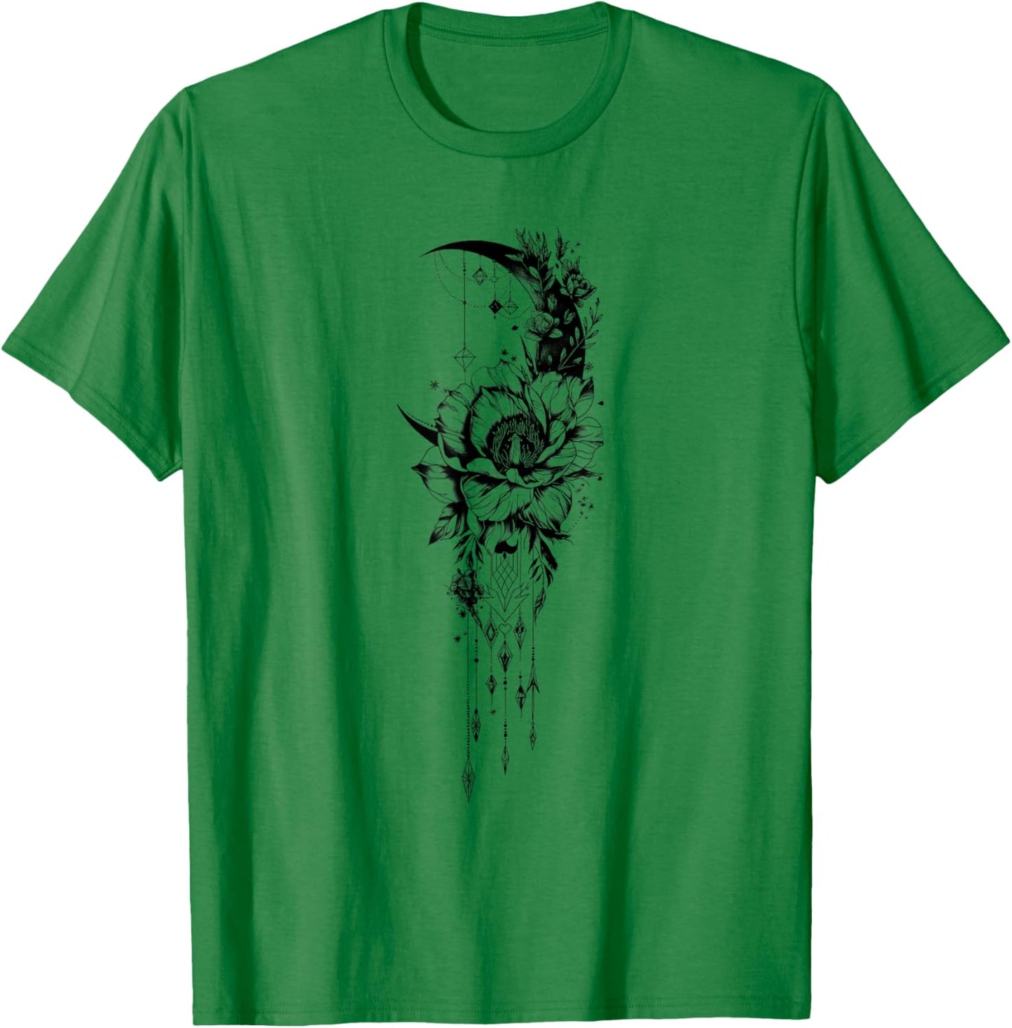 Celestial and Mystical Moon Goth T-Shirt - T-Shirt | Irish Green