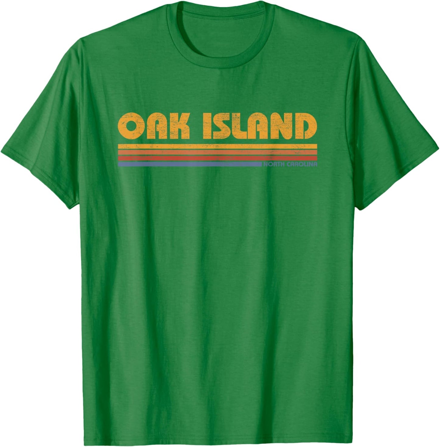 Vintage Oak Island North Carolina Beach Vacation Souvenir Men Women Kids T-Shirt - T-Shirt | Irish Green