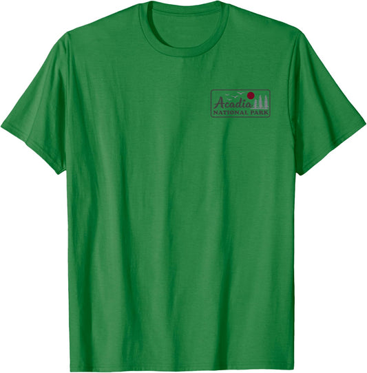 Acadia National Park Maine Front and Back T-Shirt - T-Shirt | Irish Green