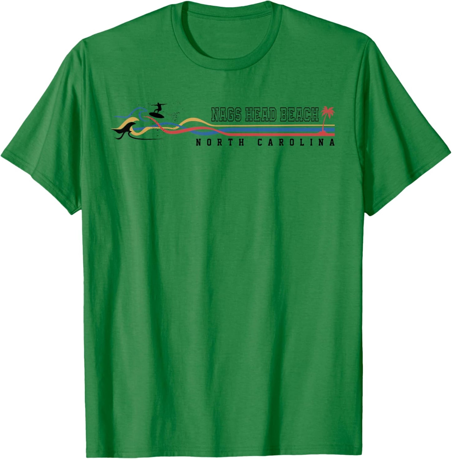 Nags Head Beach North Carolina Vintage Surfboarder Women Kids T-Shirt - T-Shirt | Irish Green