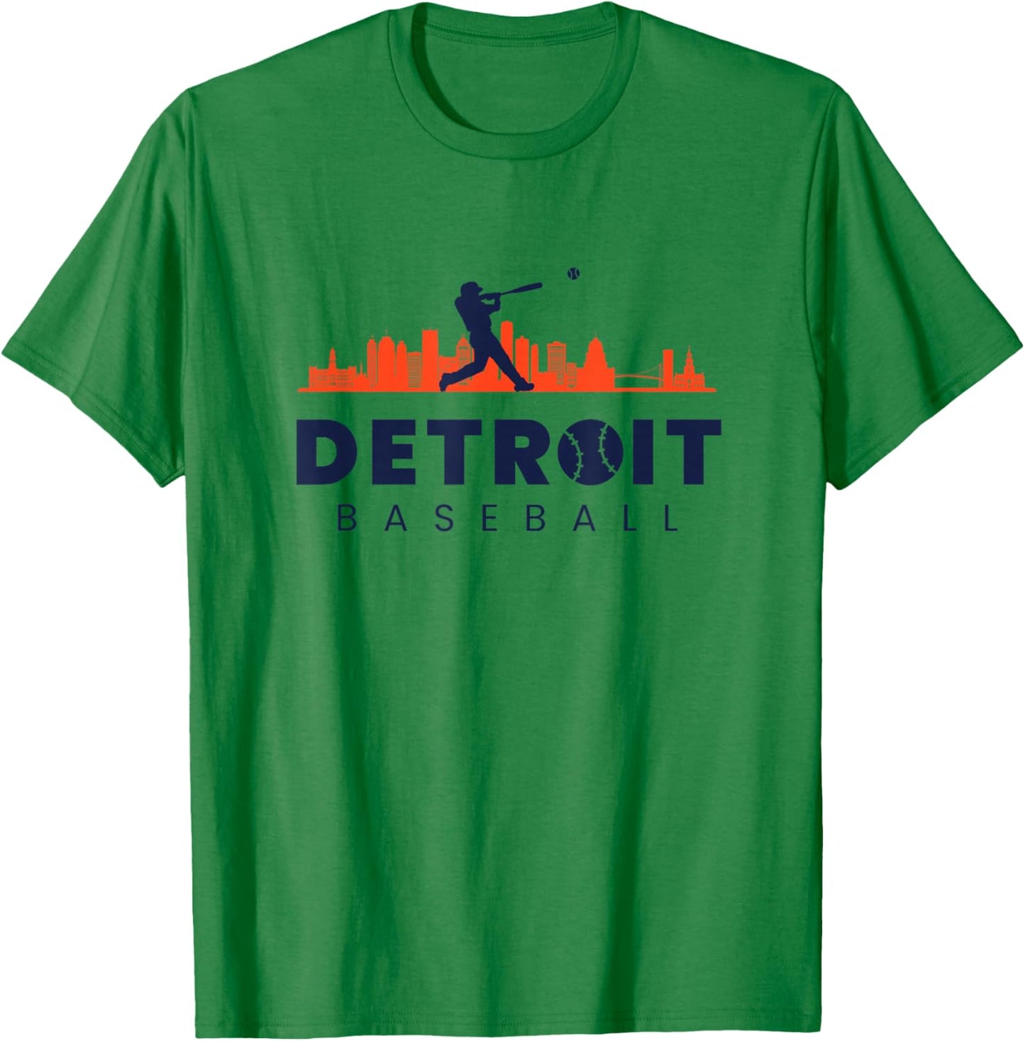 Detroit Baseball Minimalist City Skyline Baseball Lover T-Shirt - T-Shirt | Irish Green
