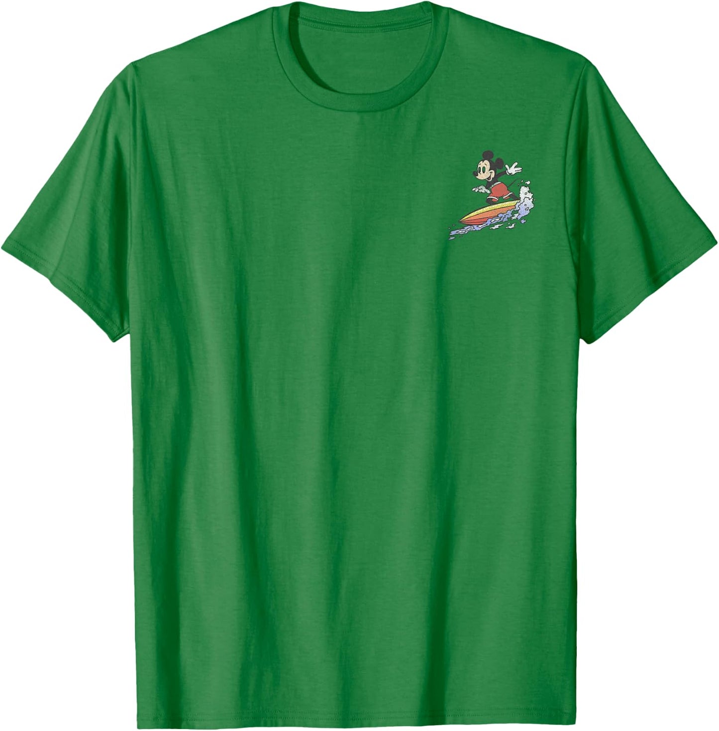 Disney Mickey & Friends Surfing Mickey Left Chest Small T-Shirt - T-Shirt | Irish Green