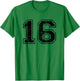 Number 16 Varsity Distressed Vintage Sport Team Player's Fan T-Shirt - T-Shirt | Irish Green