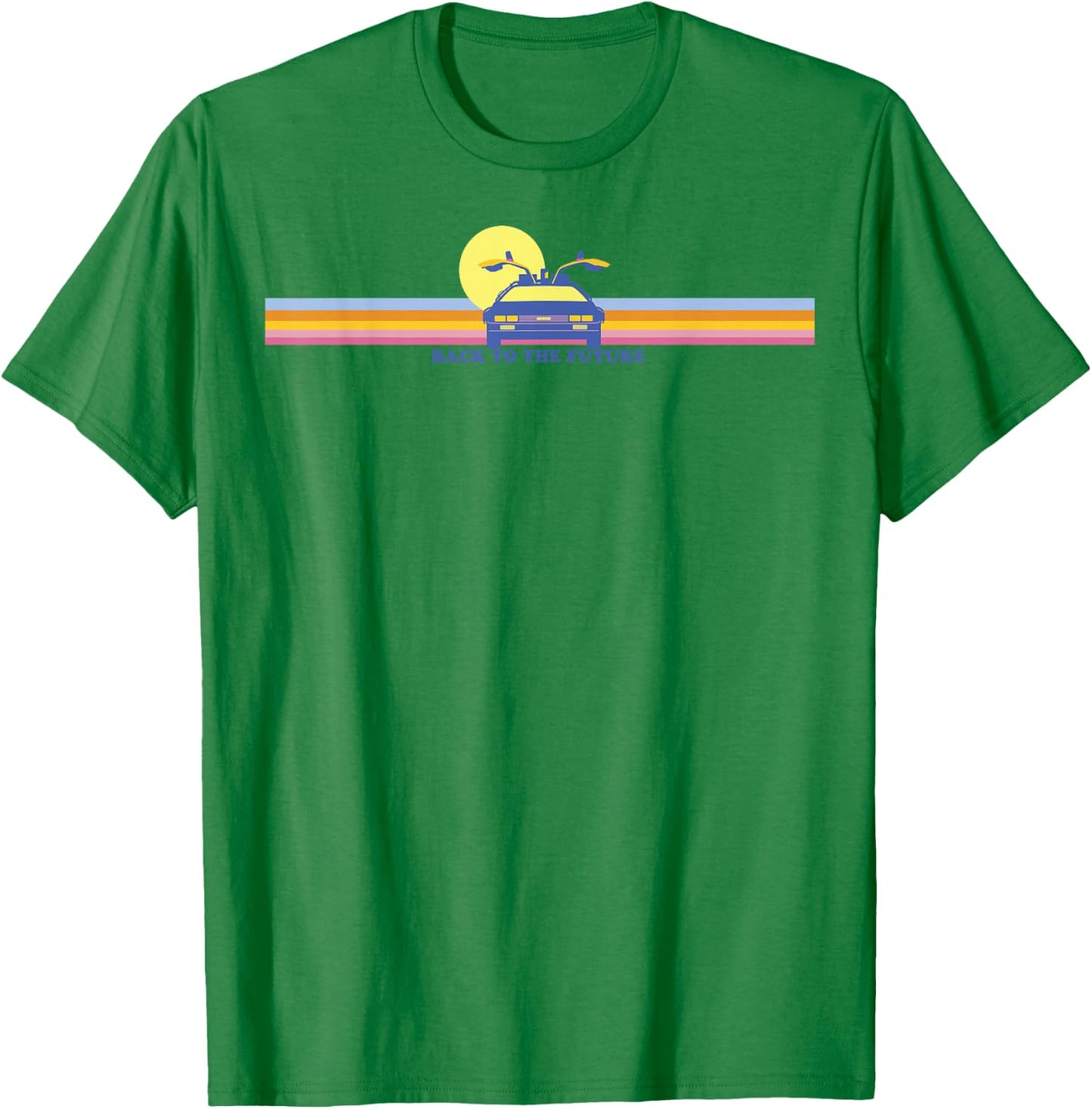 Back to The Future Delorean Retro Chest Stripes T-Shirt - T-Shirt | Irish Green