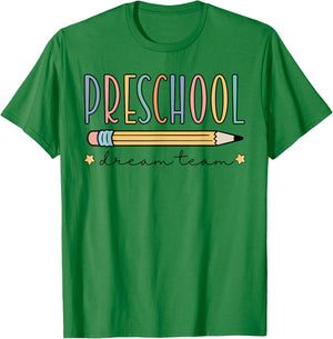 Preschool Dream Team Retro Back To School Teacher Student Women Girls Kids T-Shirt - T-Shirt | Irish Green