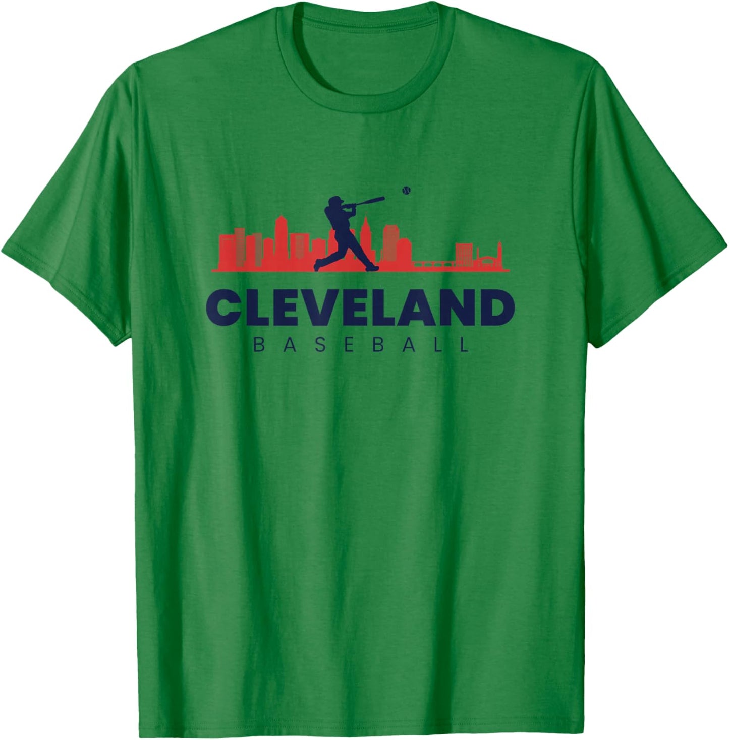 Cleveland Baseball Minimalist City Skyline Baseball Lover T-Shirt - T-Shirt | Irish Green