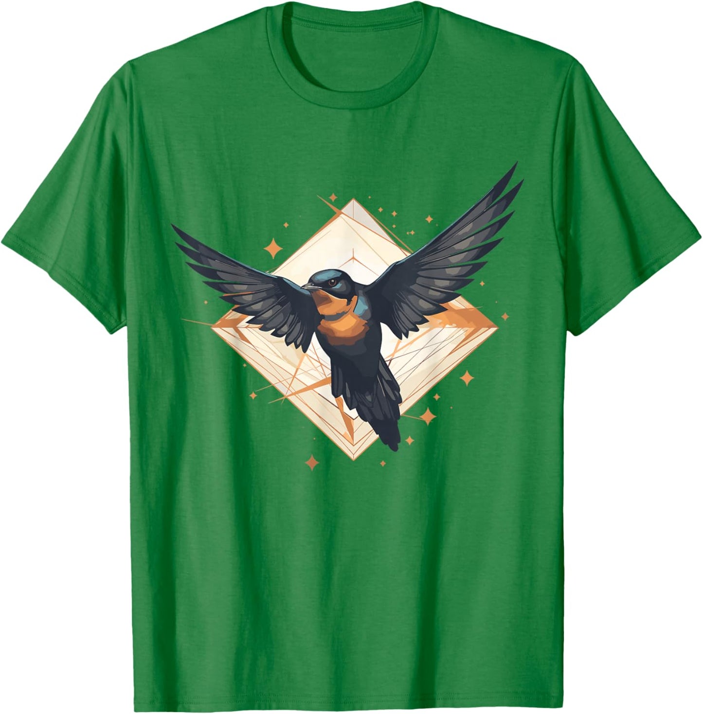 Barn Swallow Geometric Patten Art,Cute Barn Swallow Lover T-Shirt - T-Shirt | Irish Green