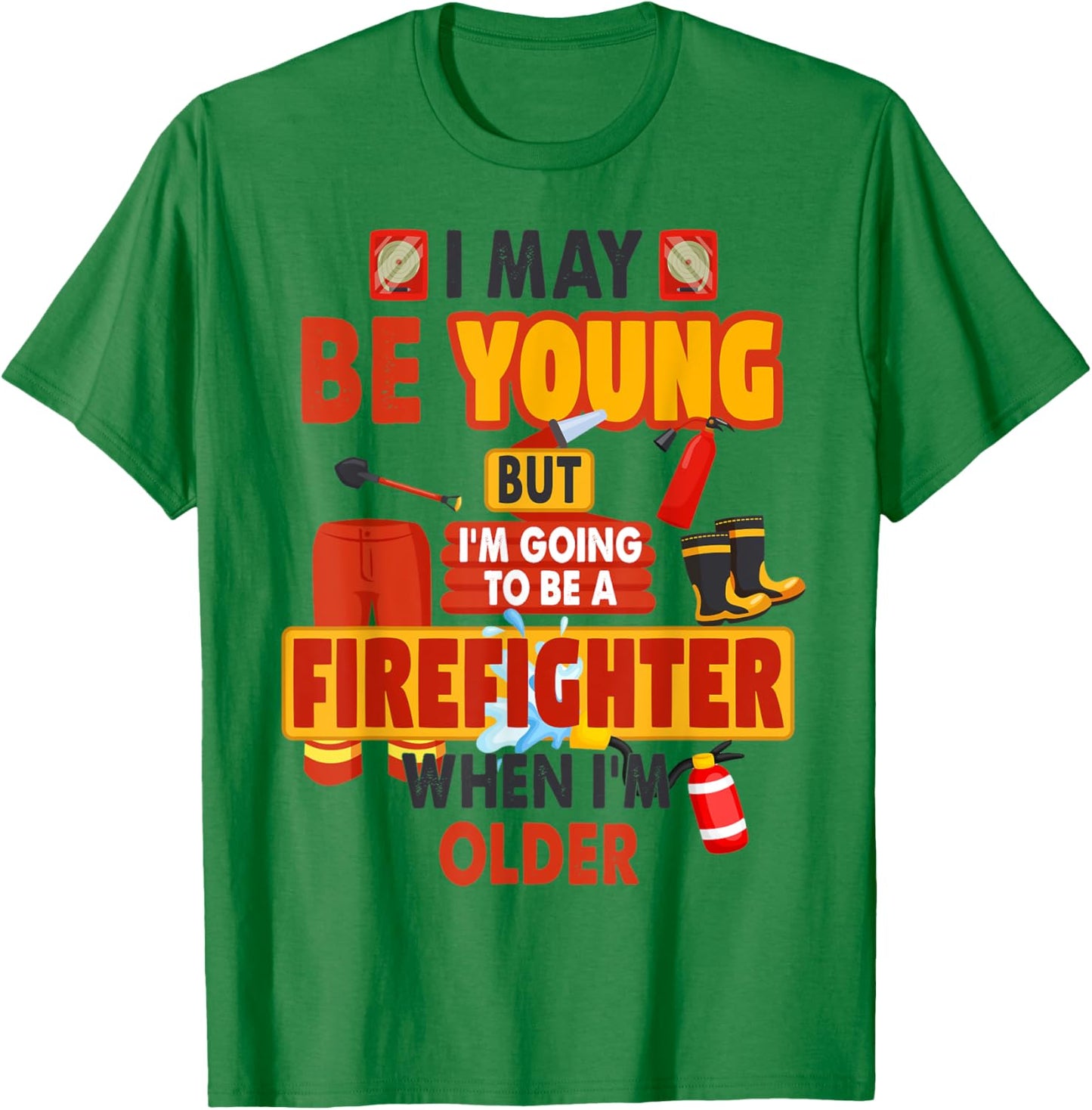 Fireman Outfit Idea For Kids & Boys Firefighter Costume T-Shirt - T-Shirt | Irish Green