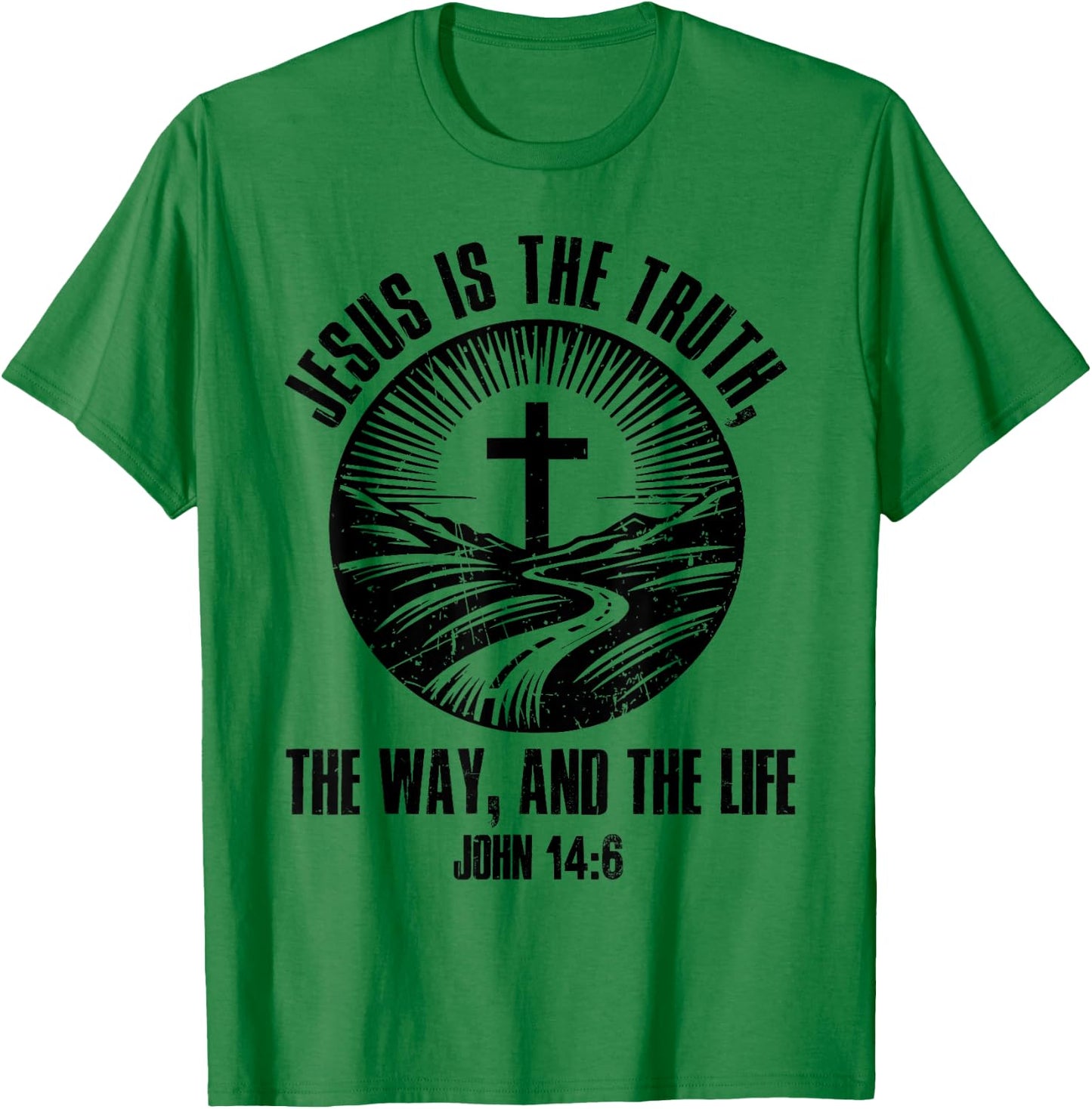 Jesus The Way Truth Life John 14:6 Christian Bible Verse T-Shirt - T-Shirt | Irish Green