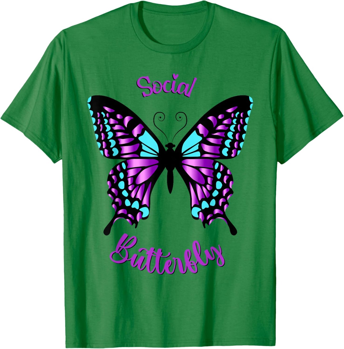 Purple and Blue Social Butterfly T-Shirt - T-Shirt | Irish Green