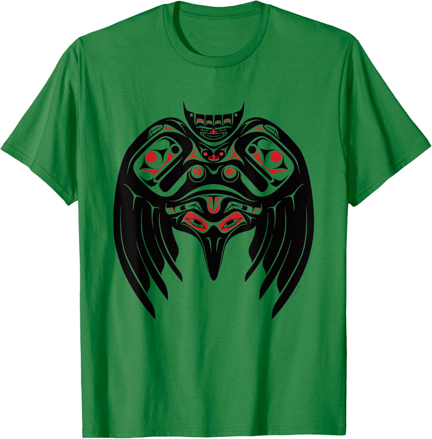 Raven in a Pacific North West Style, Native American Style T-Shirt - T-Shirt | Irish Green