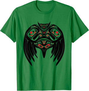 Raven in a Pacific North West Style, Native American Style T-Shirt - T-Shirt | Irish Green