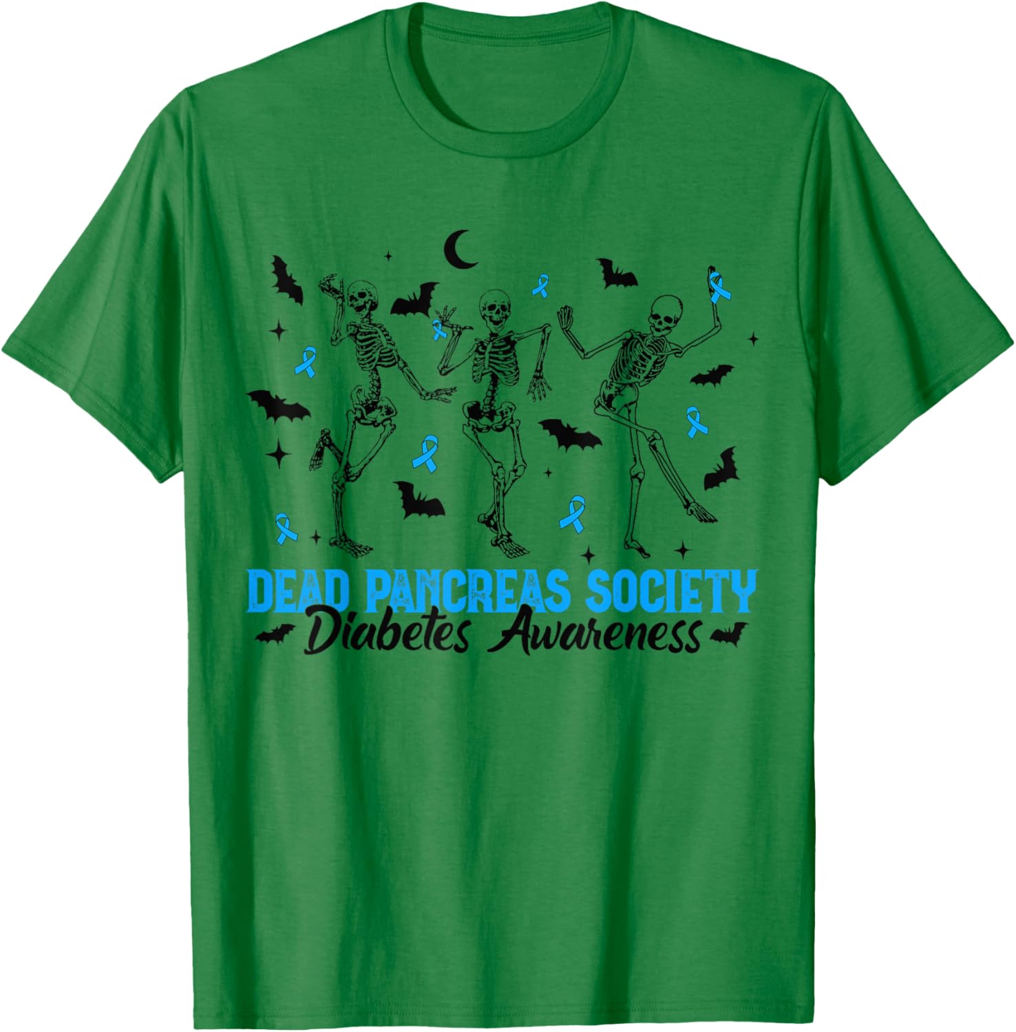 Dead Pancreas Society Diabetes Awareness Dancing Skeleton T-Shirt - T-Shirt | Irish Green