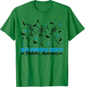 Dead Pancreas Society Diabetes Awareness Dancing Skeleton T-Shirt - T-Shirt | Irish Green