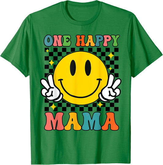 One Happy Dude Mama Happy Face 1st Birthday Family Matching T-Shirt - T-Shirt | Irish Green