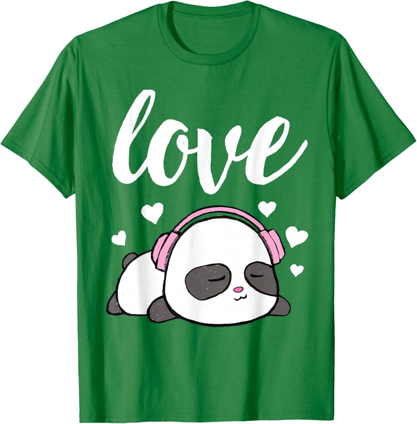 Love Valentines Cute Kawaii Panda Hearts Girls T-Shirt - T-Shirt | Irish Green