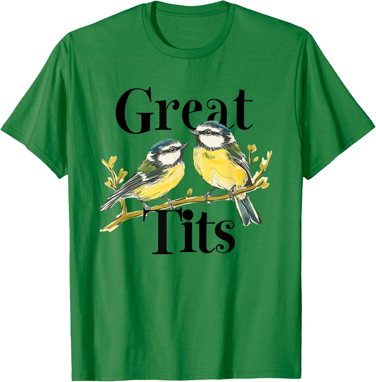Great Tits Funny Ornithology Bird Great Tit English T-Shirt - T-Shirt | Irish Green
