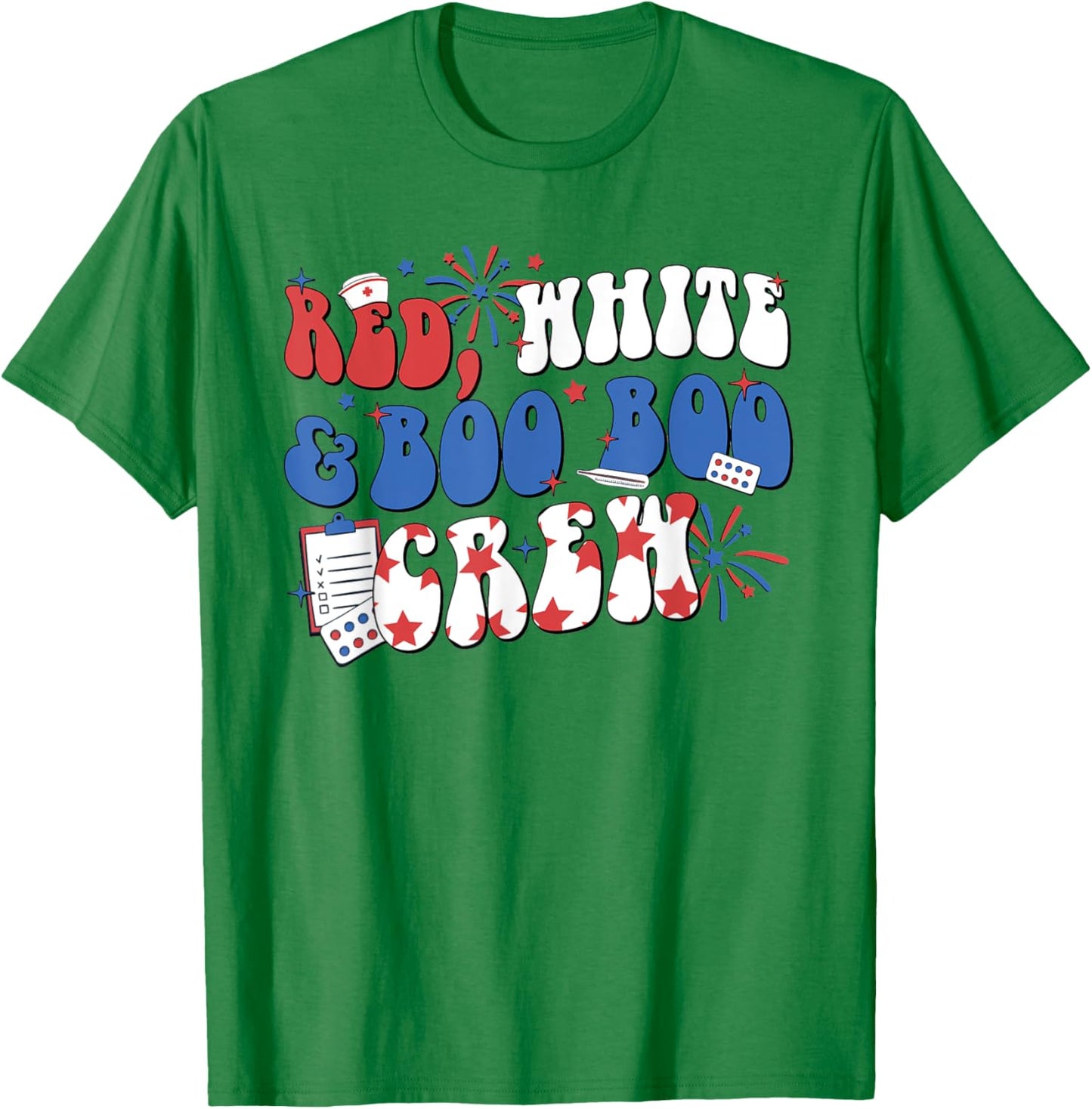 Retro Red White Boo Boo Crew 4th Of July Nurse Otho Tech Men T-Shirt - T-Shirt | Irish Green