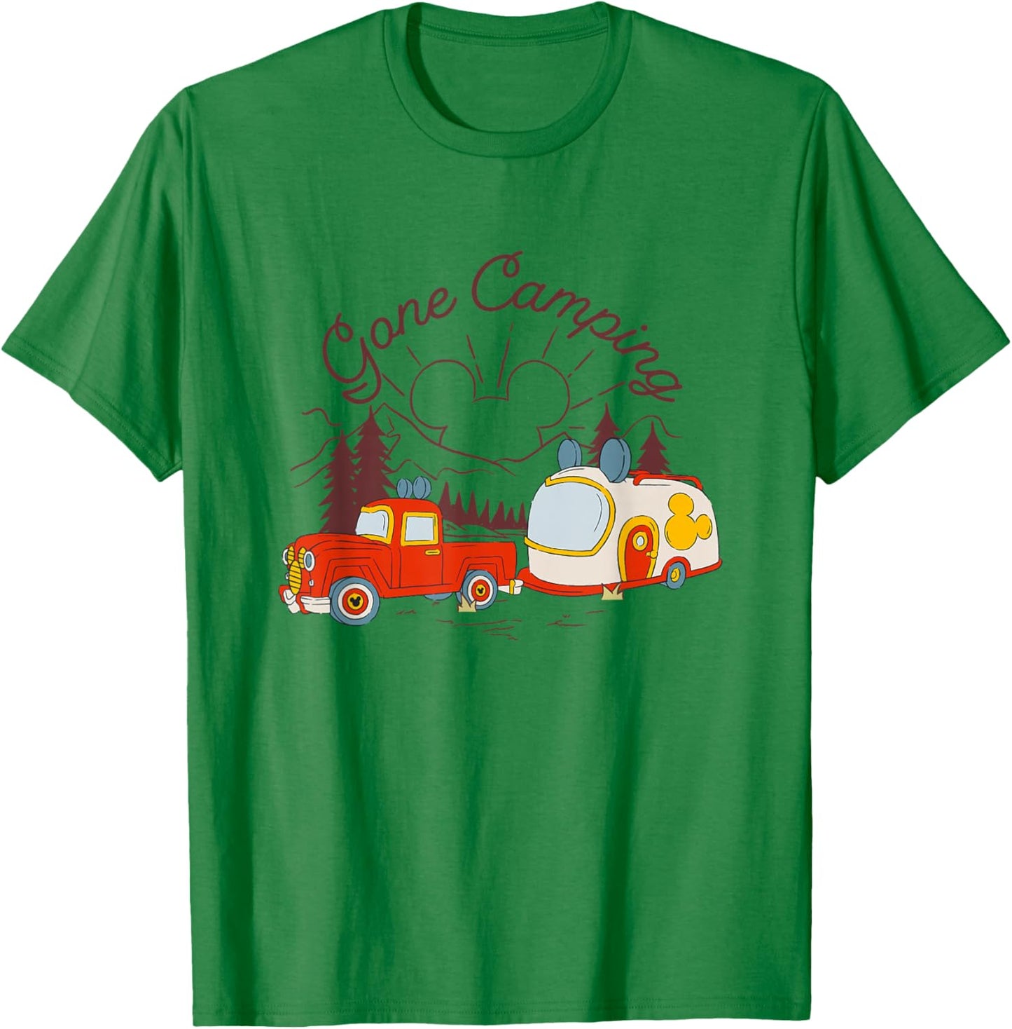 Disney Mickey and Friends Gone Camping Retro Trailer T-Shirt - T-Shirt | Irish Green