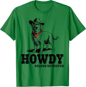 Howdy Golden Retriever Cowboy Vintage Dog Lovers T-Shirt - T-Shirt | Irish Green