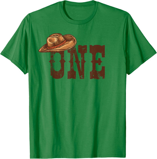 Western Country Family 1st Birthday Cowboy Cowgirl Matching T-Shirt - T-Shirt | Irish Green