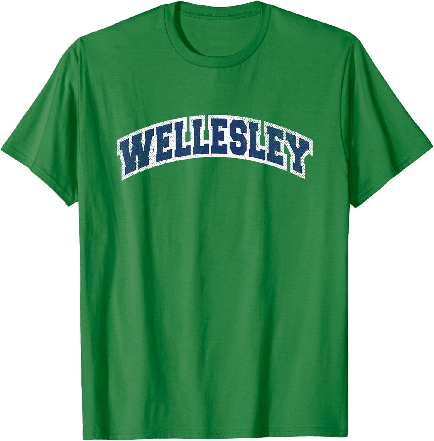Wellesley Massachusetts Varsity Style Vintage T-Shirt - T-Shirt | Irish Green