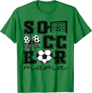 Soccer Mama Coquette Bow Funny Soccer Cheer Mama T-Shirt - T-Shirt | Irish Green