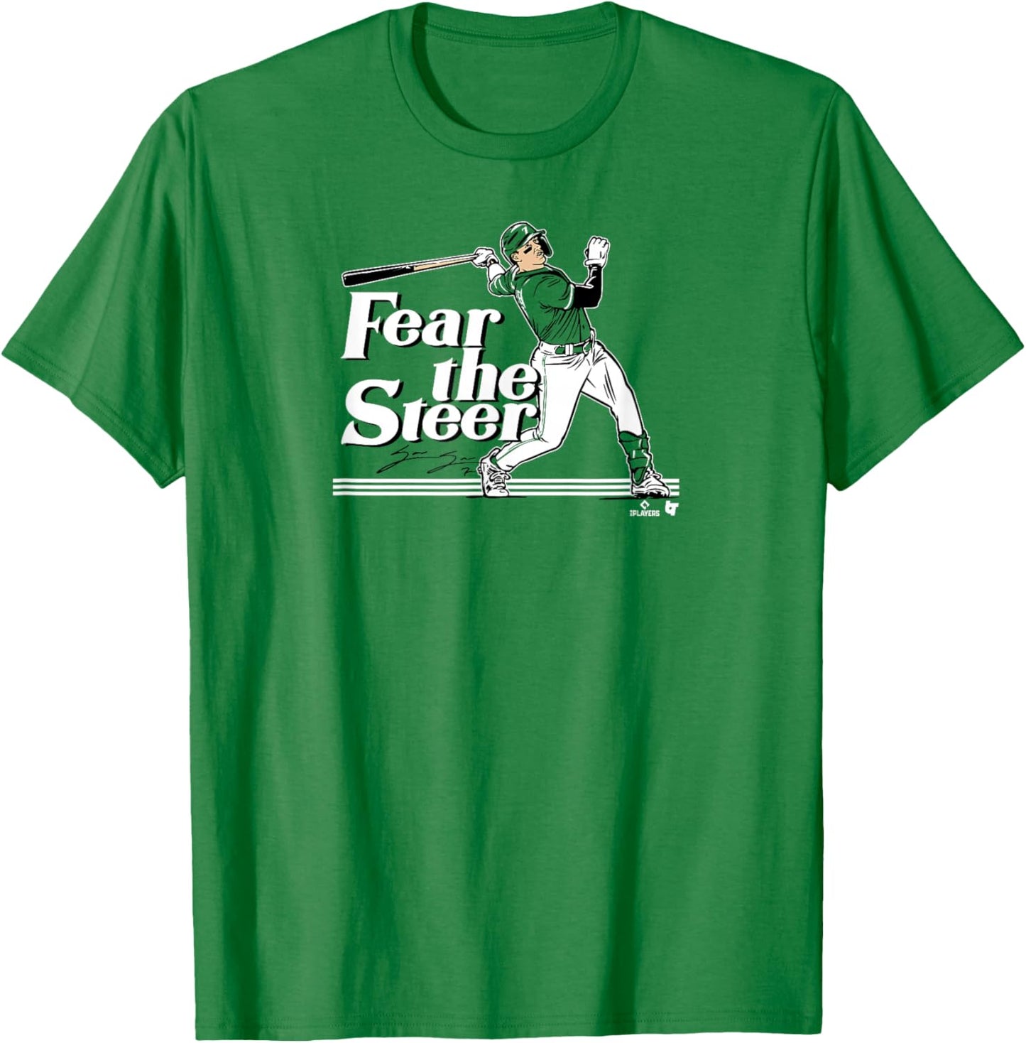 Spencer Steer - Fear the Steer - Cincinnati Baseball T-Shirt - T-Shirt | Irish Green