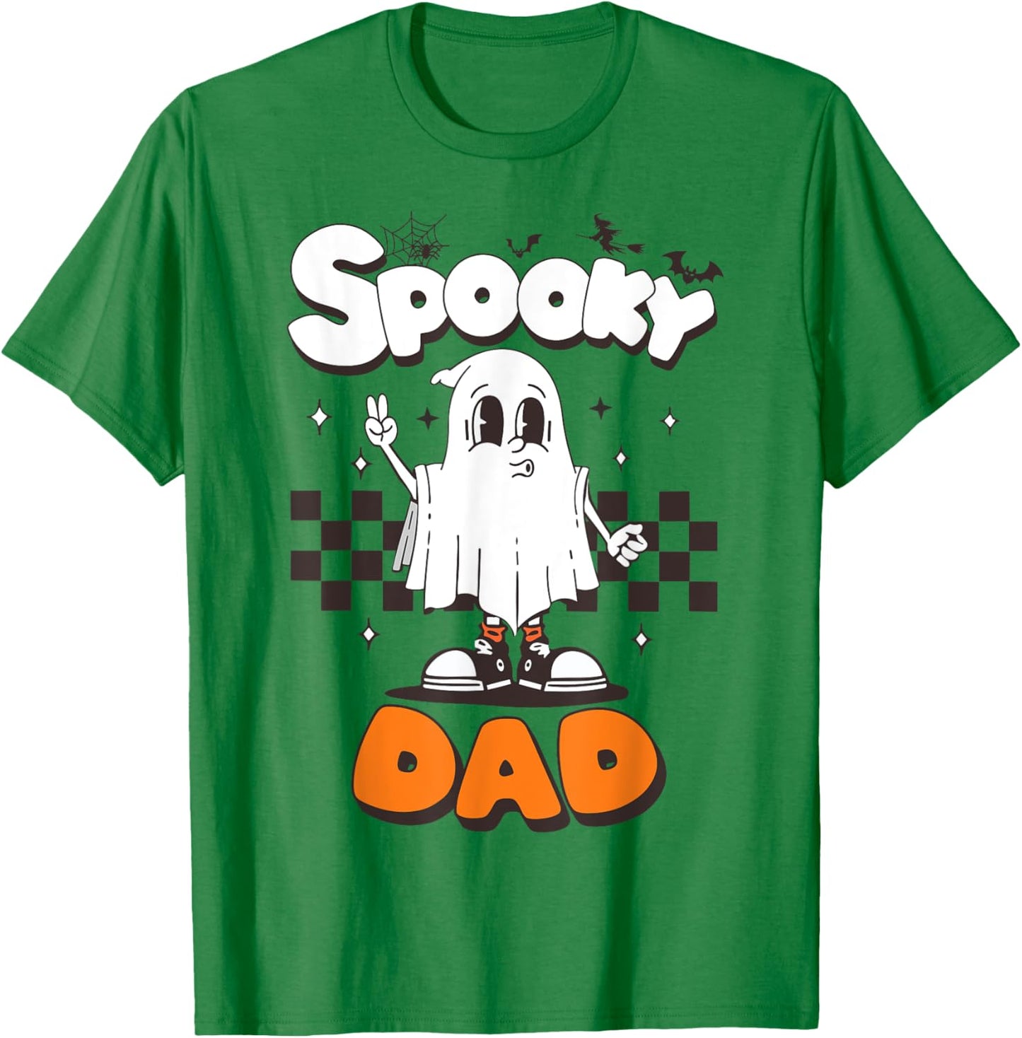 Spooky Dad Halloween Ghost Costume Retro Groovy Halloween T-Shirt - T-Shirt | Irish Green